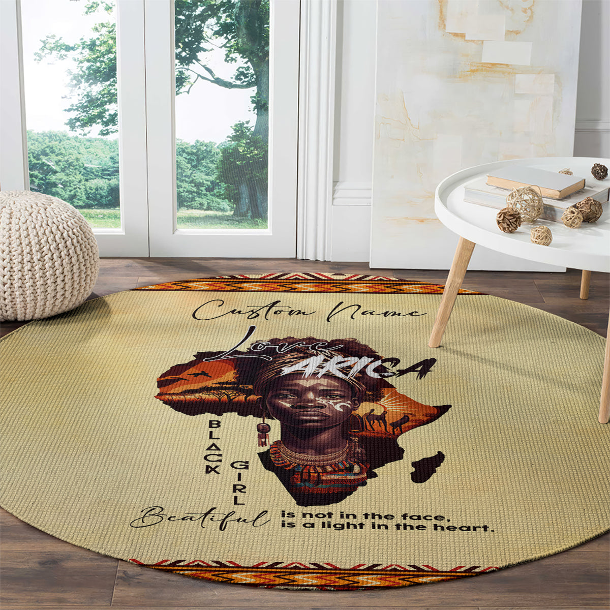 Personalized Love Africa Round Carpet Black Girl Beautiful