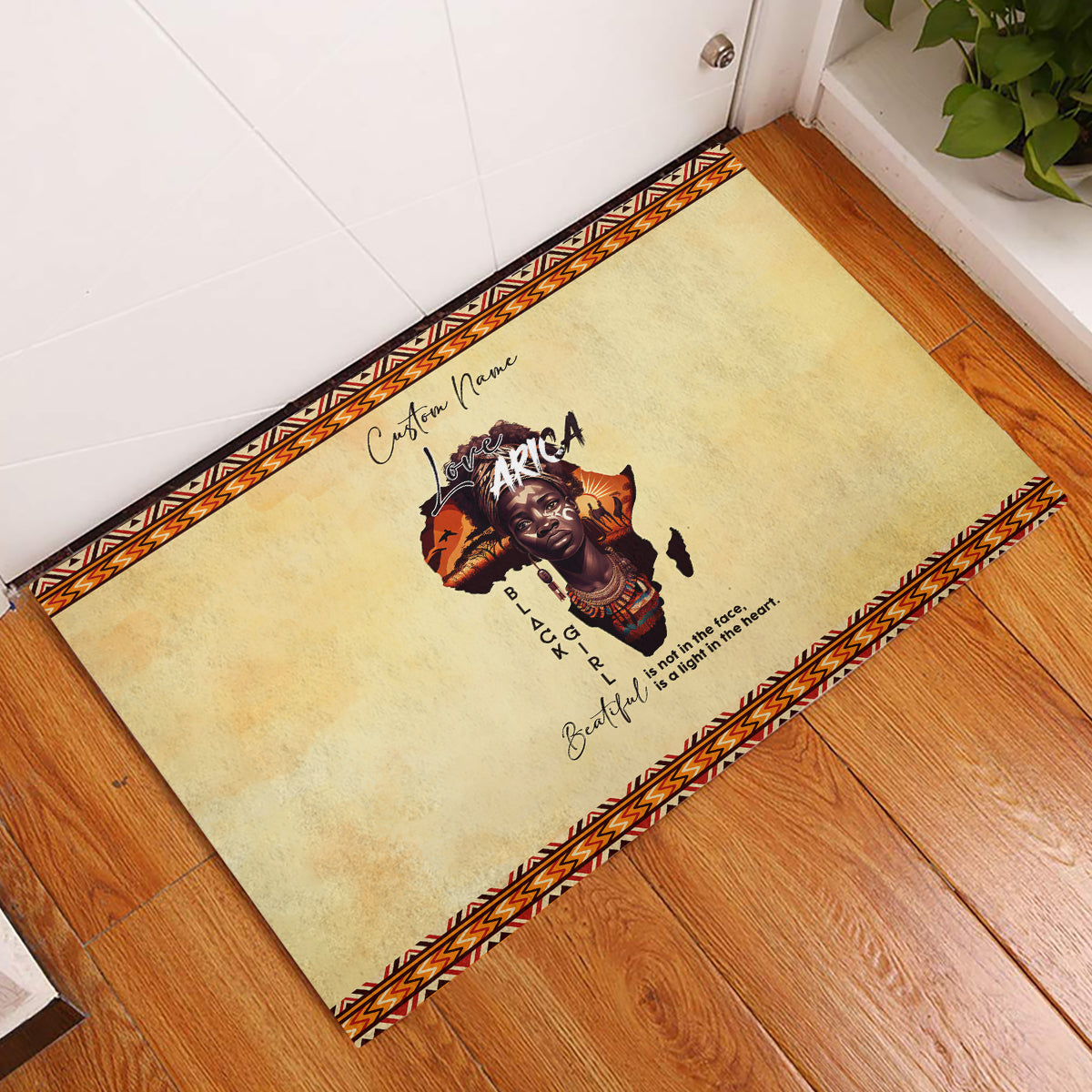 Personalized Love Africa Rubber Doormat Black Girl Beautiful - Wonder Print Shop