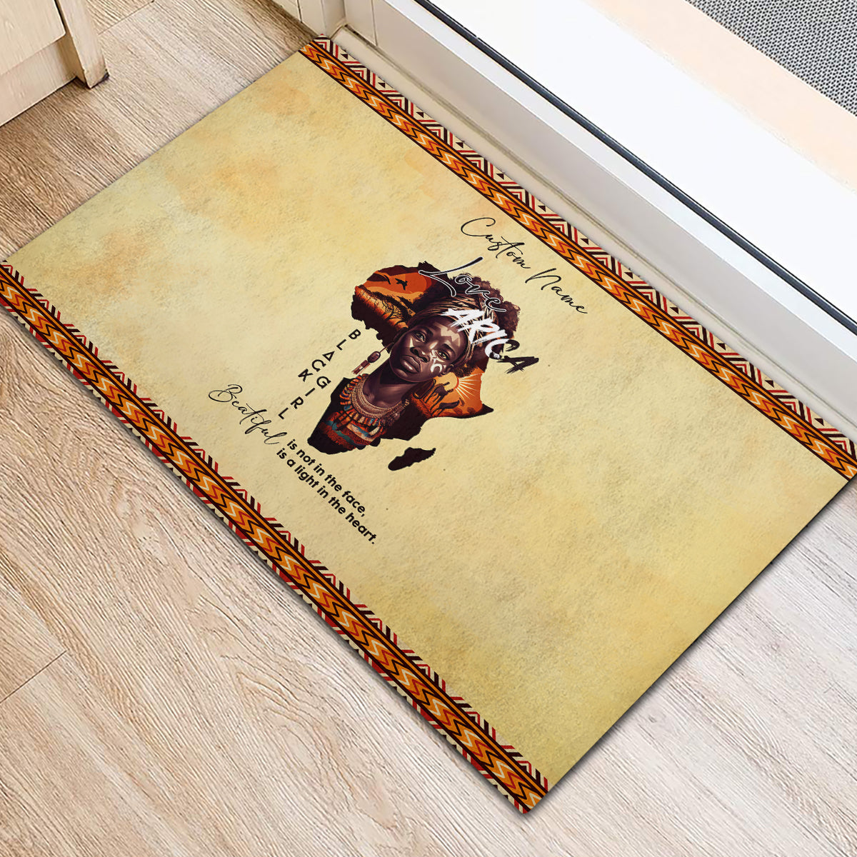 Personalized Love Africa Rubber Doormat Black Girl Beautiful - Wonder Print Shop