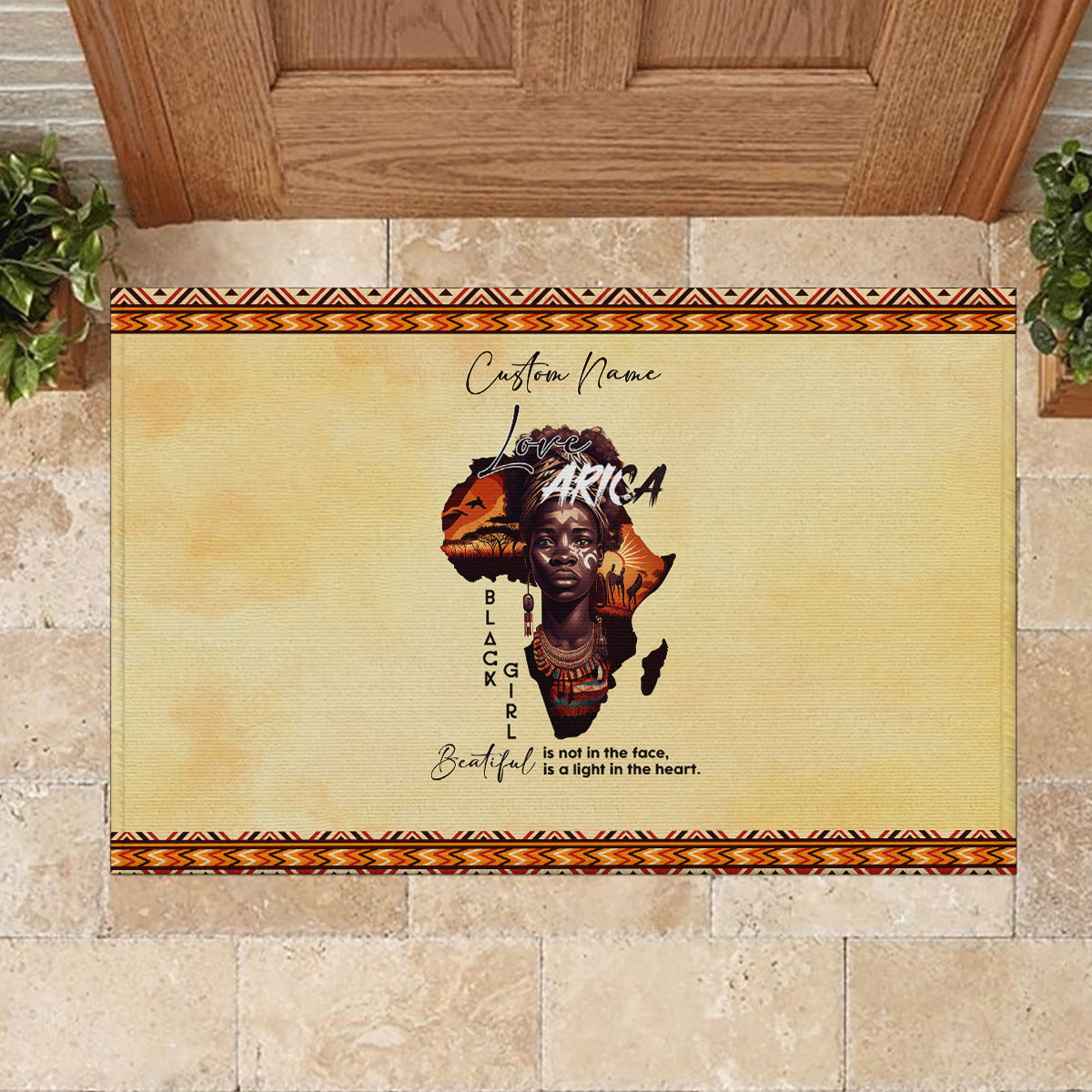 Personalized Love Africa Rubber Doormat Black Girl Beautiful - Wonder Print Shop