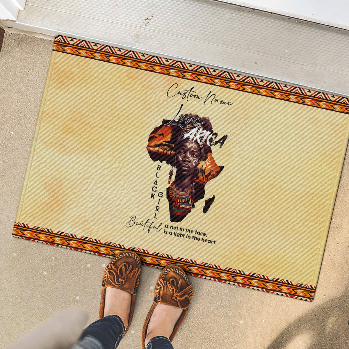 Personalized Love Africa Rubber Doormat Black Girl Beautiful - Wonder Print Shop