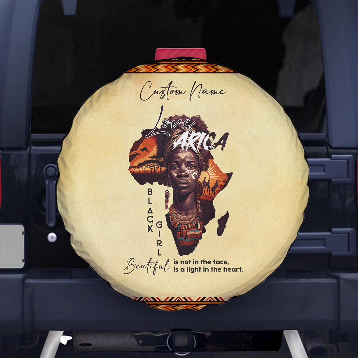 Personalized Love Africa Spare Tire Cover Black Girl Beautiful - Wonder Print Shop