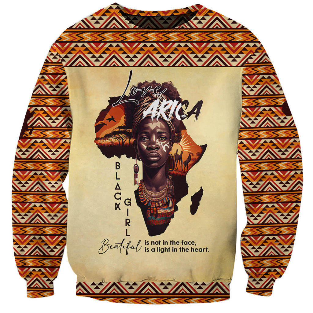 Personalized Love Africa Sweatshirt Black Girl Beautiful - Wonder Print Shop