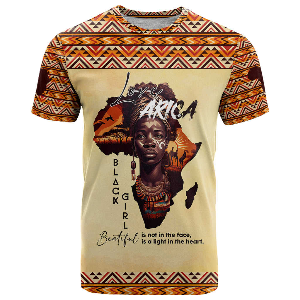 Personalized Love Africa T Shirt Black Girl Beautiful - Wonder Print Shop