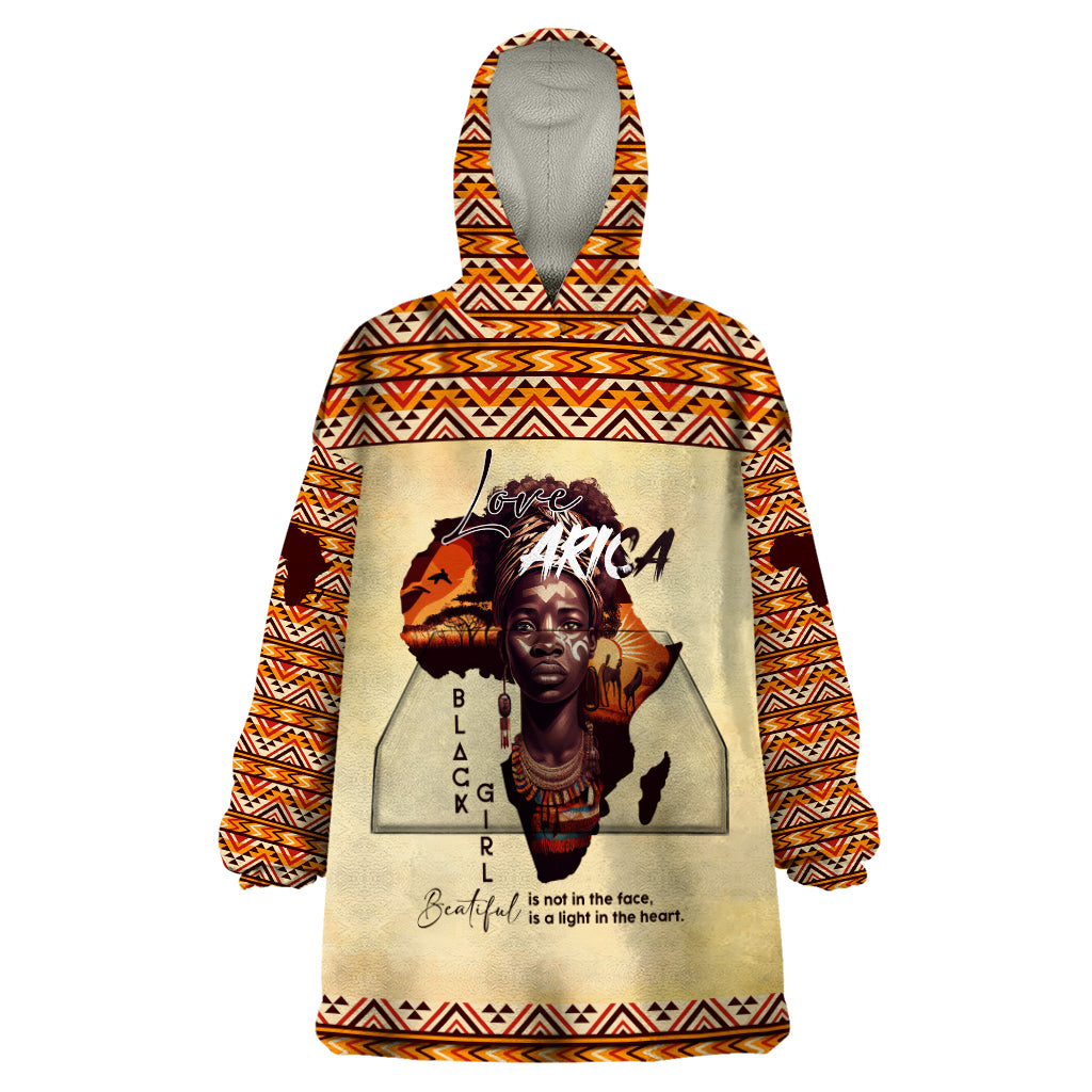 Personalized Love Africa Wearable Blanket Hoodie Black Girl Beautiful
