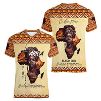 Personalized Love Africa Women V Neck T Shirt Black Girl Beautiful - Wonder Print Shop
