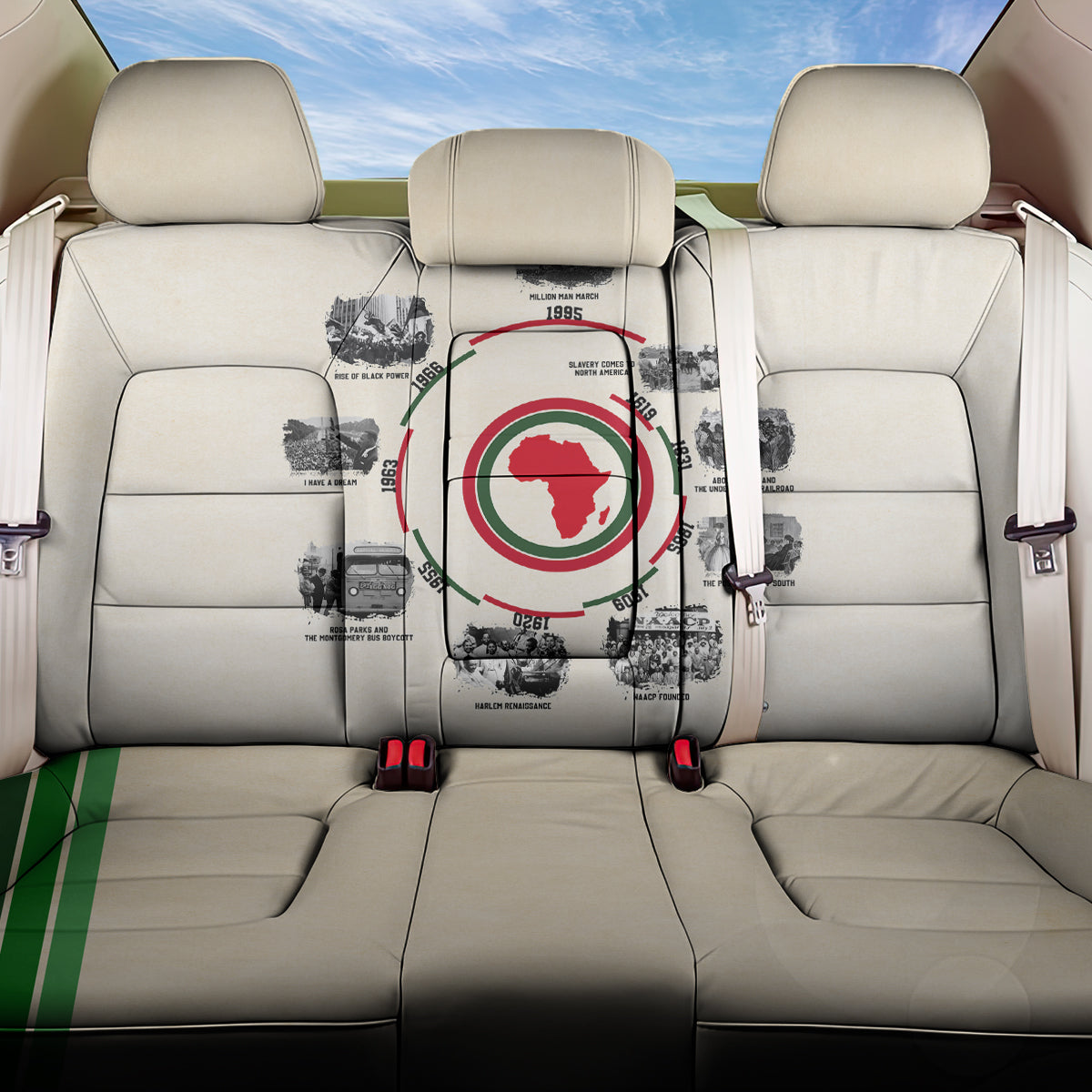 Black History Milestones Back Car Seat Cover African Timeline - Wonder Print Shop