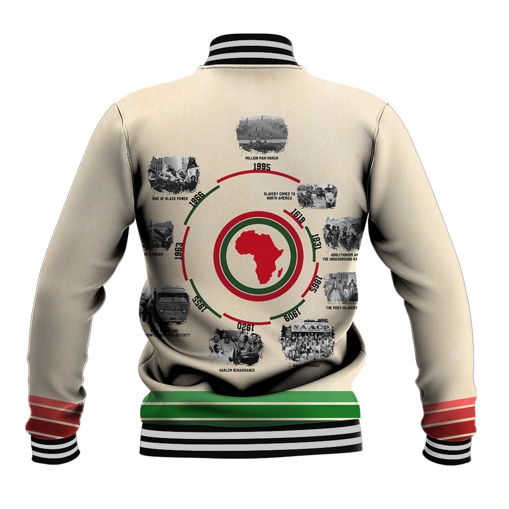 Black History Milestones Baseball Jacket African Timeline - Wonder Print Shop