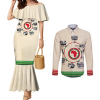 Black History Milestones Couples Matching Mermaid Dress and Long Sleeve Button Shirt African Timeline