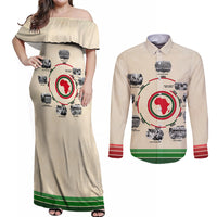 Black History Milestones Couples Matching Off Shoulder Maxi Dress and Long Sleeve Button Shirt African Timeline - Wonder Print Shop