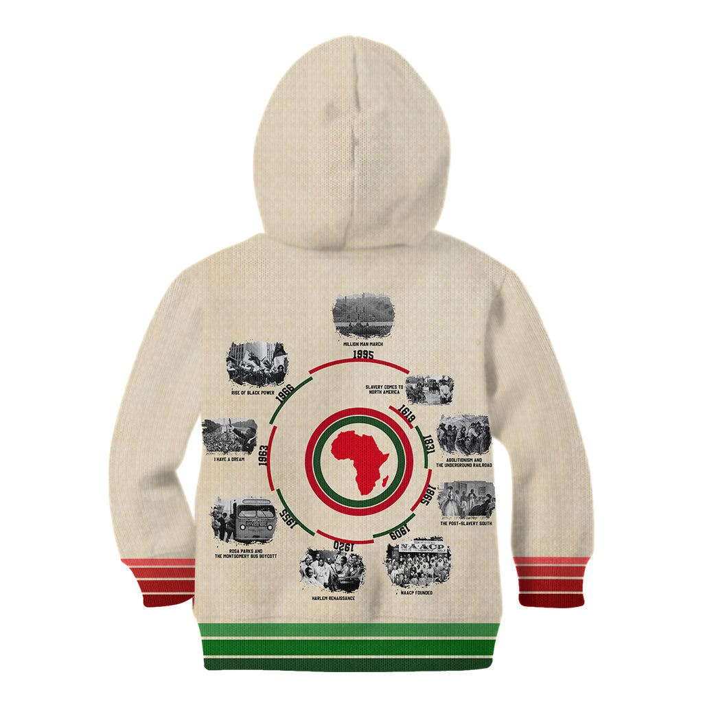 Black History Milestones Kid Hoodie African Timeline - Wonder Print Shop