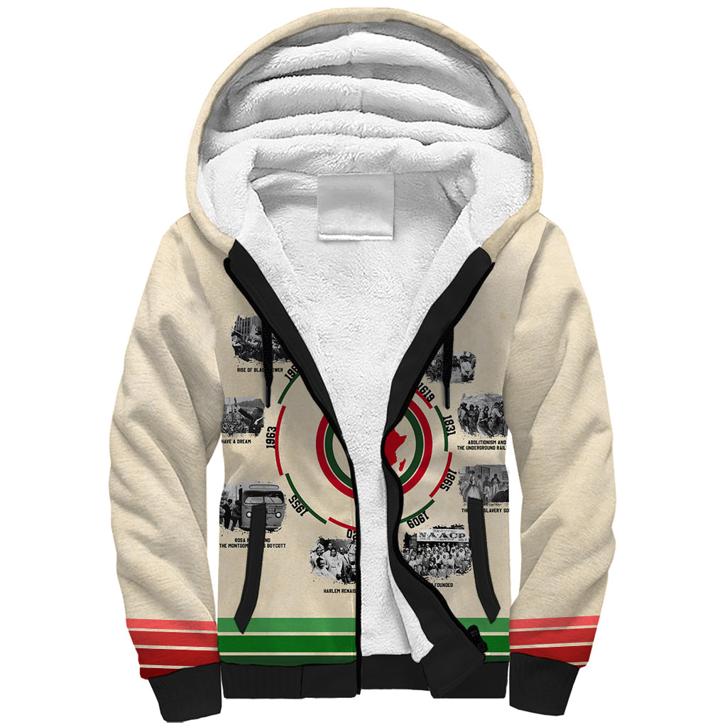 Black History Milestones Sherpa Hoodie African Timeline - Wonder Print Shop