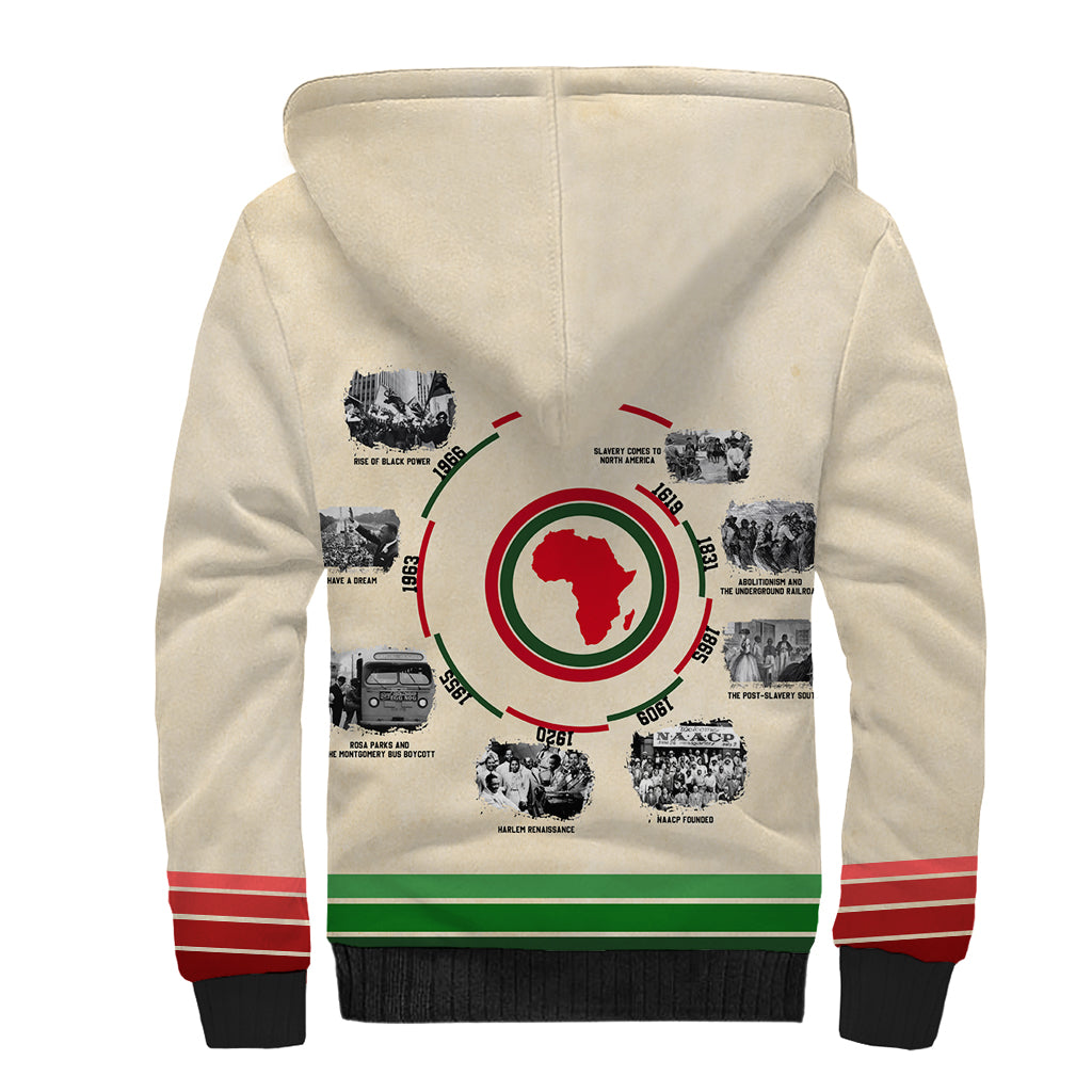 Black History Milestones Sherpa Hoodie African Timeline - Wonder Print Shop