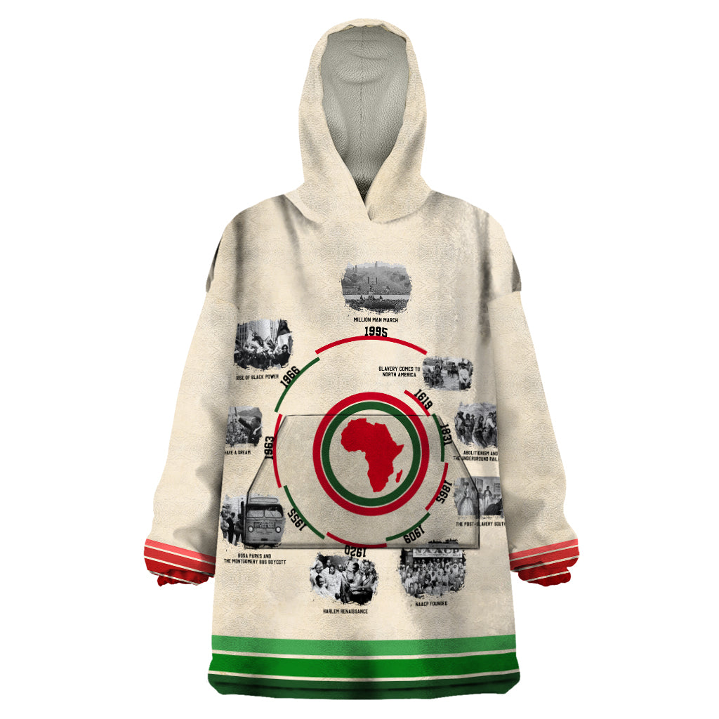 Black History Milestones Wearable Blanket Hoodie African Timeline - Wonder Print Shop