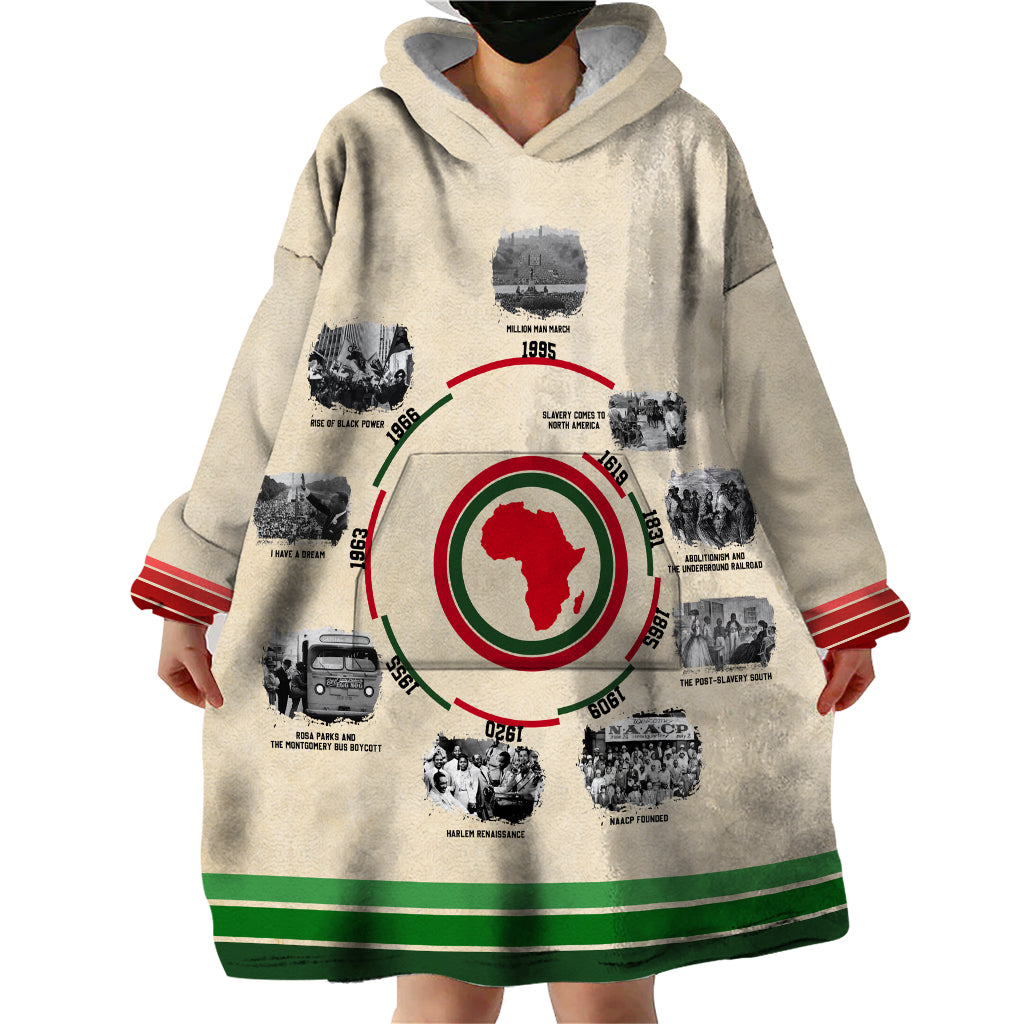 Black History Milestones Wearable Blanket Hoodie African Timeline - Wonder Print Shop