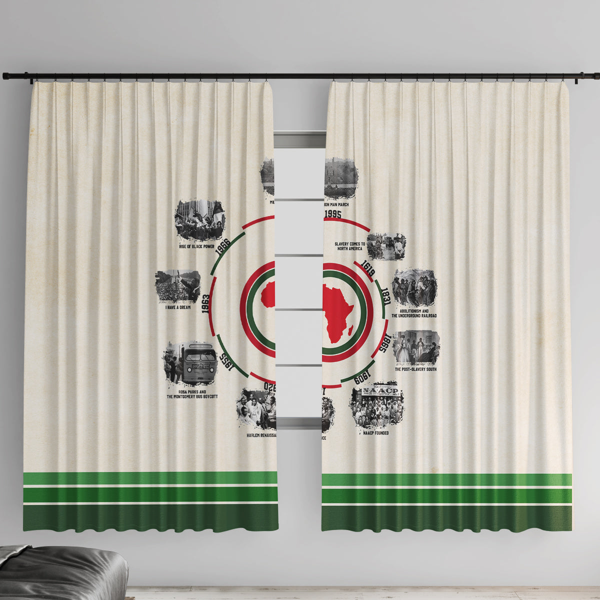 Black History Milestones Window Curtain African Timeline - Wonder Print Shop