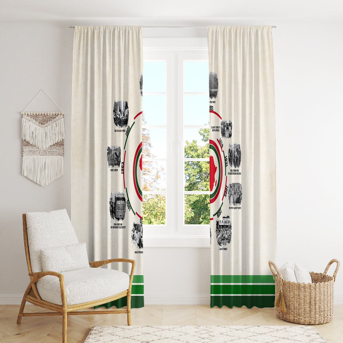 Black History Milestones Window Curtain African Timeline - Wonder Print Shop
