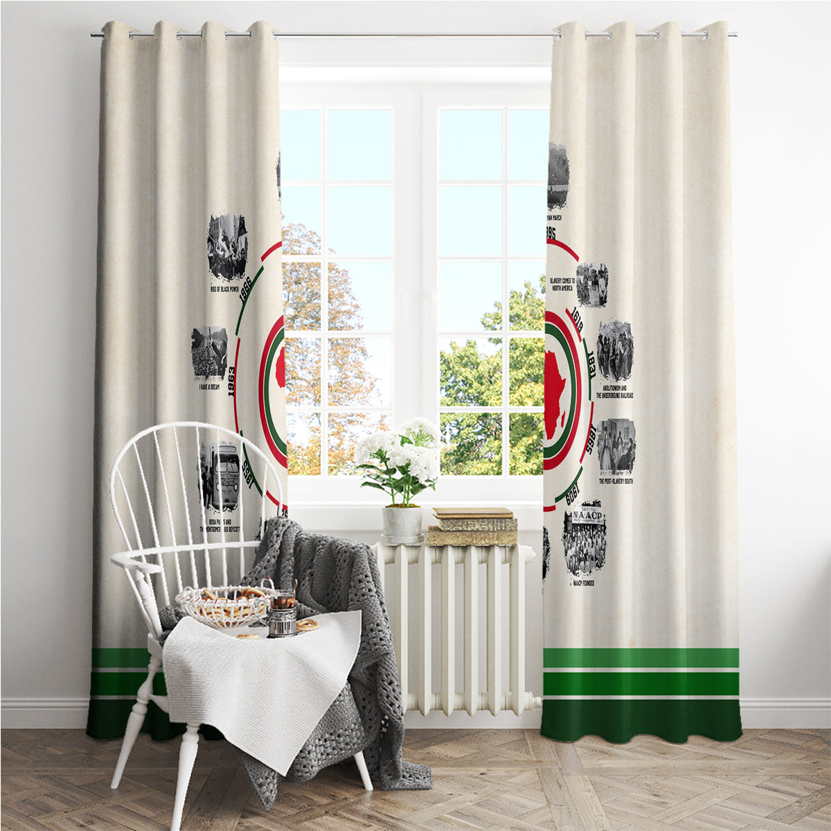 Black History Milestones Window Curtain African Timeline - Wonder Print Shop