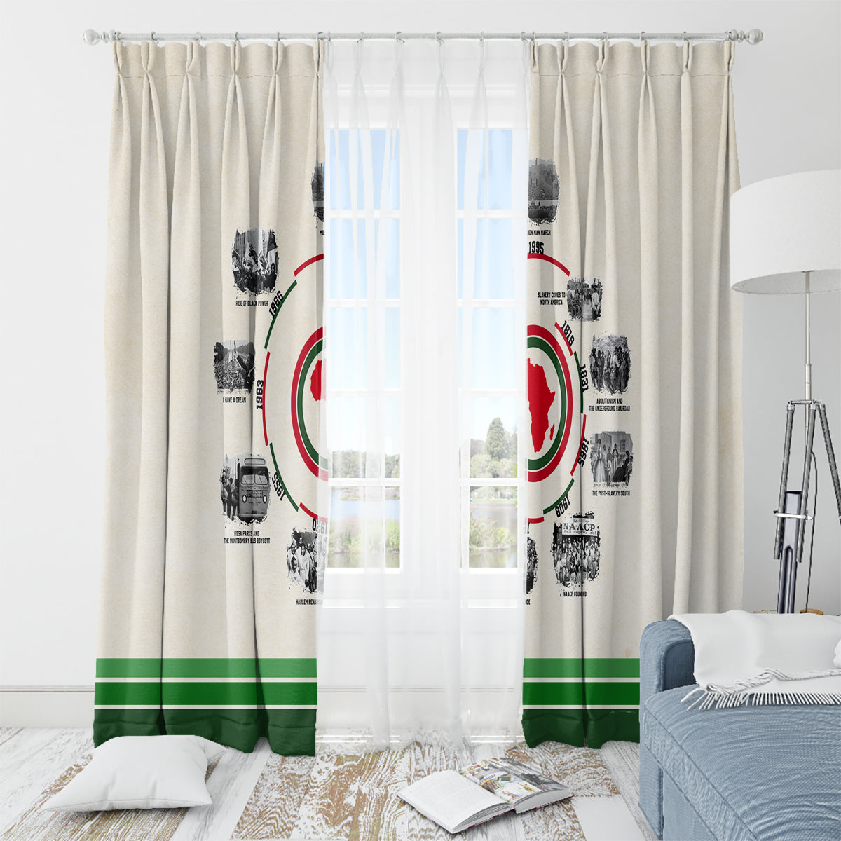 Black History Milestones Window Curtain African Timeline - Wonder Print Shop
