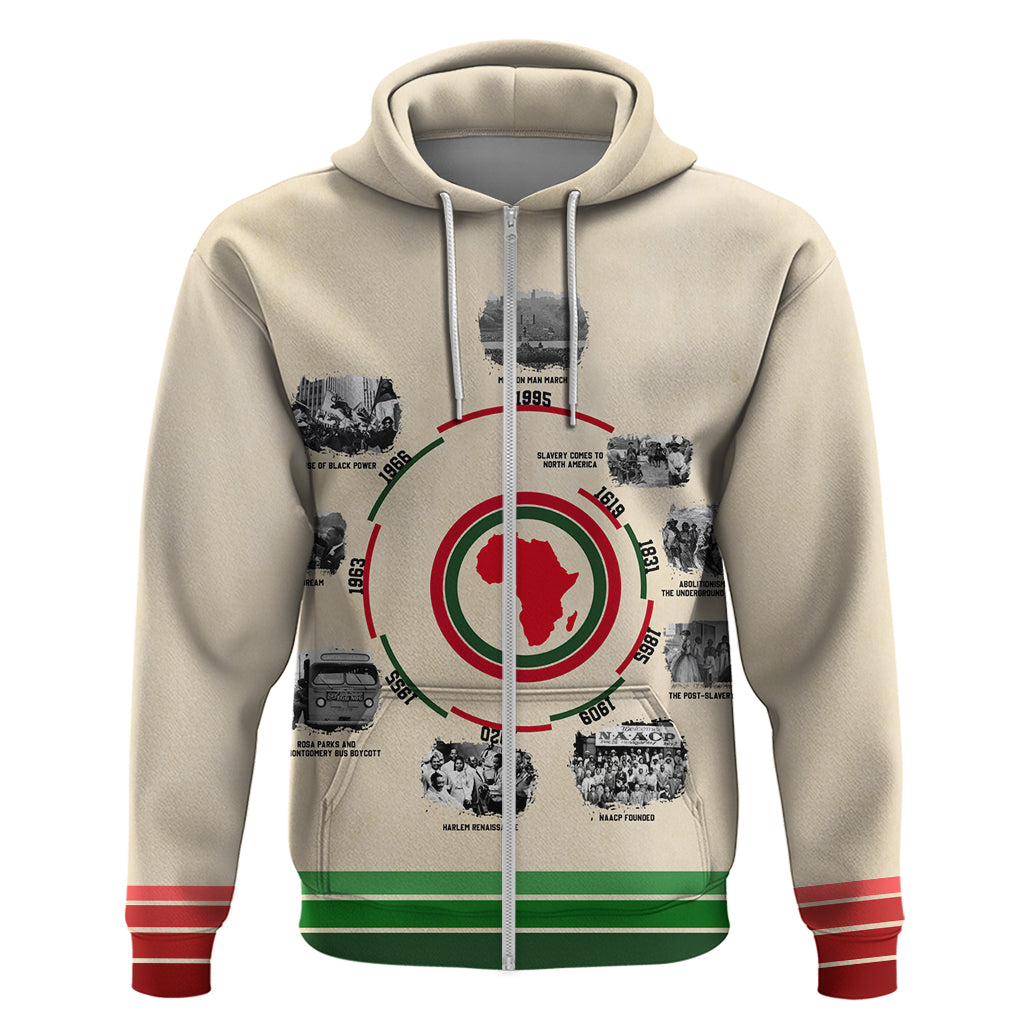 Black History Milestones Zip Hoodie African Timeline - Wonder Print Shop
