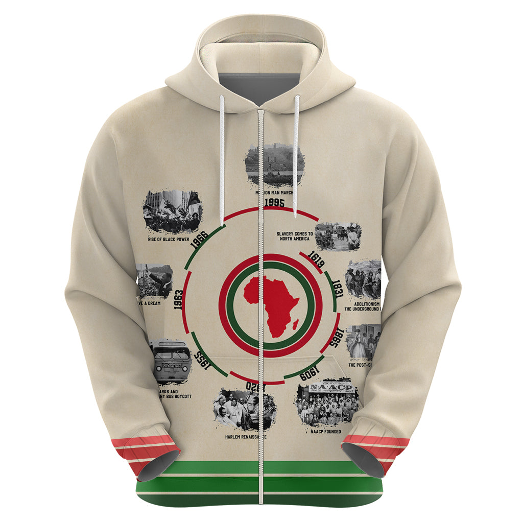 Black History Milestones Zip Hoodie African Timeline - Wonder Print Shop