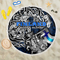 Finland Viking Blood Beach Blanket Nordic Runes and Shield of Ancestry in Tribal Knotwork
