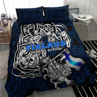 Finland Viking Blood Bedding Set Nordic Runes and Shield of Ancestry in Tribal Knotwork