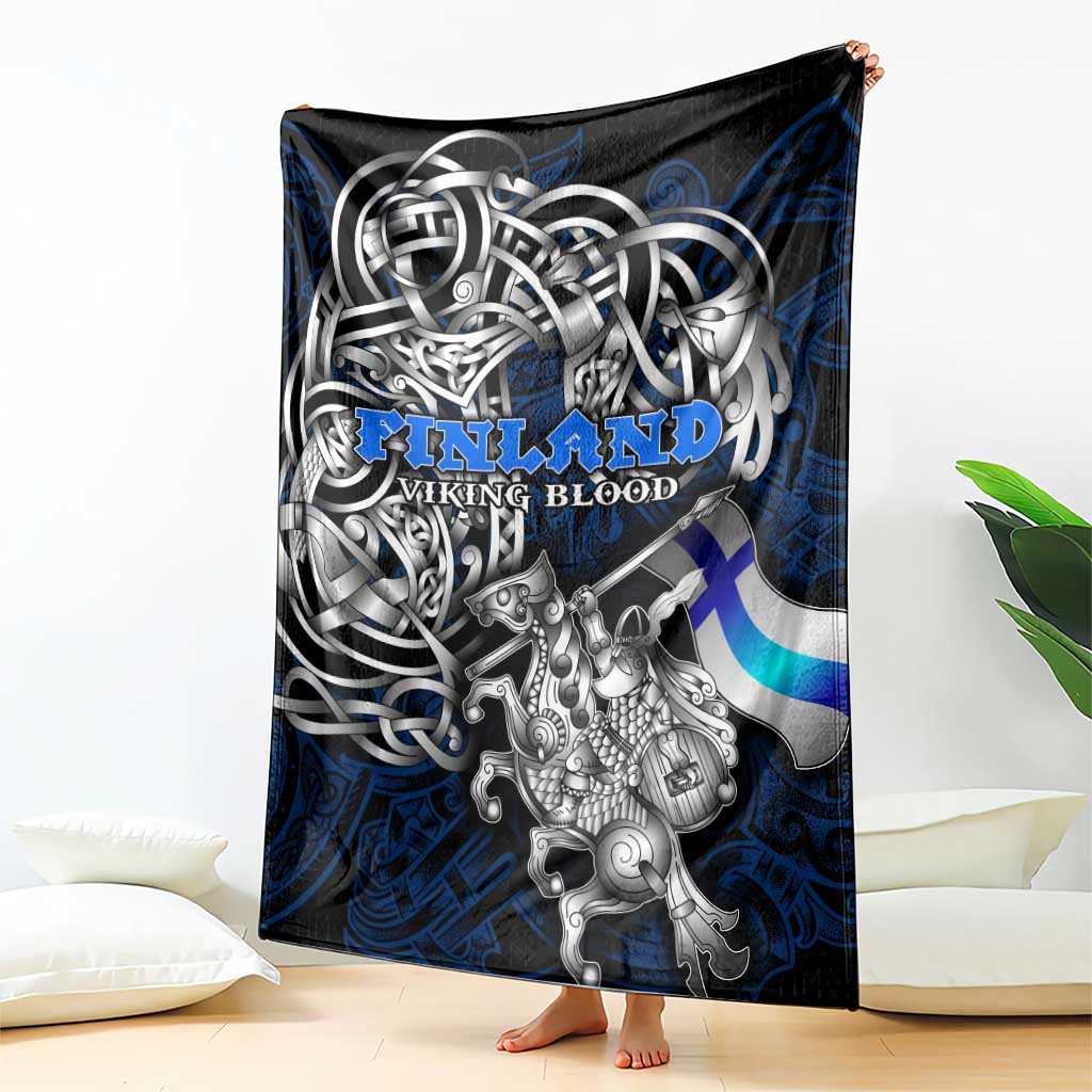 Finland Viking Blood Blanket Nordic Runes and Shield of Ancestry in Tribal Knotwork