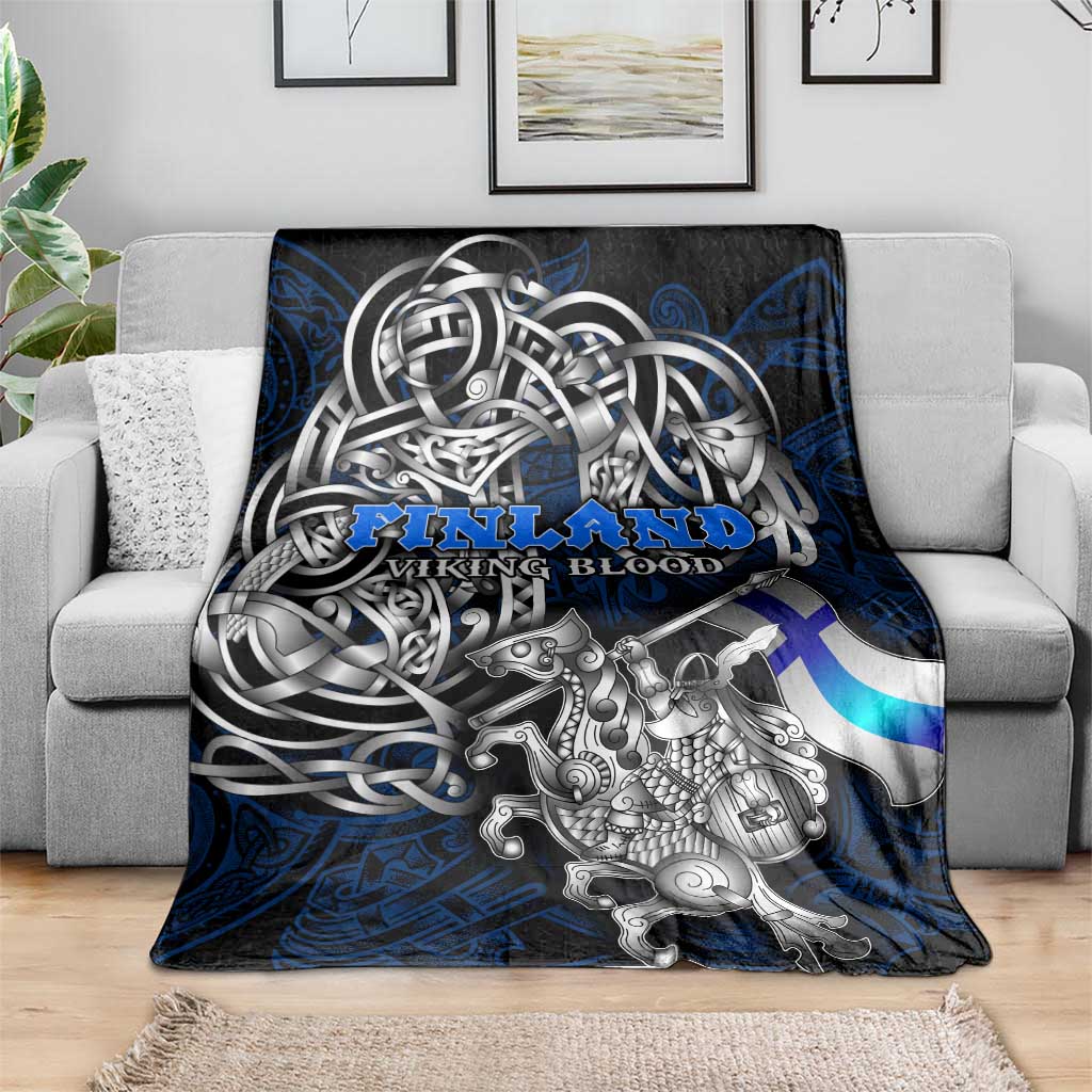 Finland Viking Blood Blanket Nordic Runes and Shield of Ancestry in Tribal Knotwork