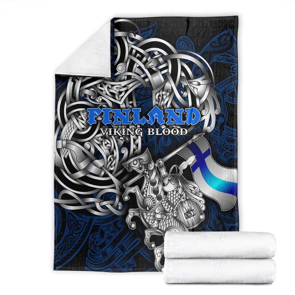 Finland Viking Blood Blanket Nordic Runes and Shield of Ancestry in Tribal Knotwork