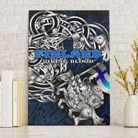 Finland Viking Blood Canvas Wall Art Nordic Runes and Shield of Ancestry in Tribal Knotwork