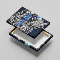 Finland Viking Blood Canvas Wall Art Nordic Runes and Shield of Ancestry in Tribal Knotwork