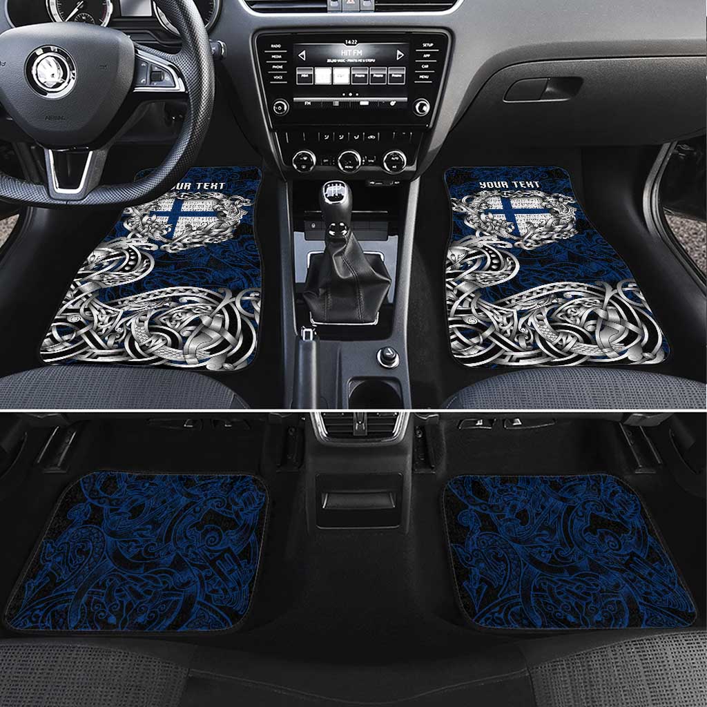 Finland Viking Blood Car Mats Nordic Runes and Shield of Ancestry in Tribal Knotwork