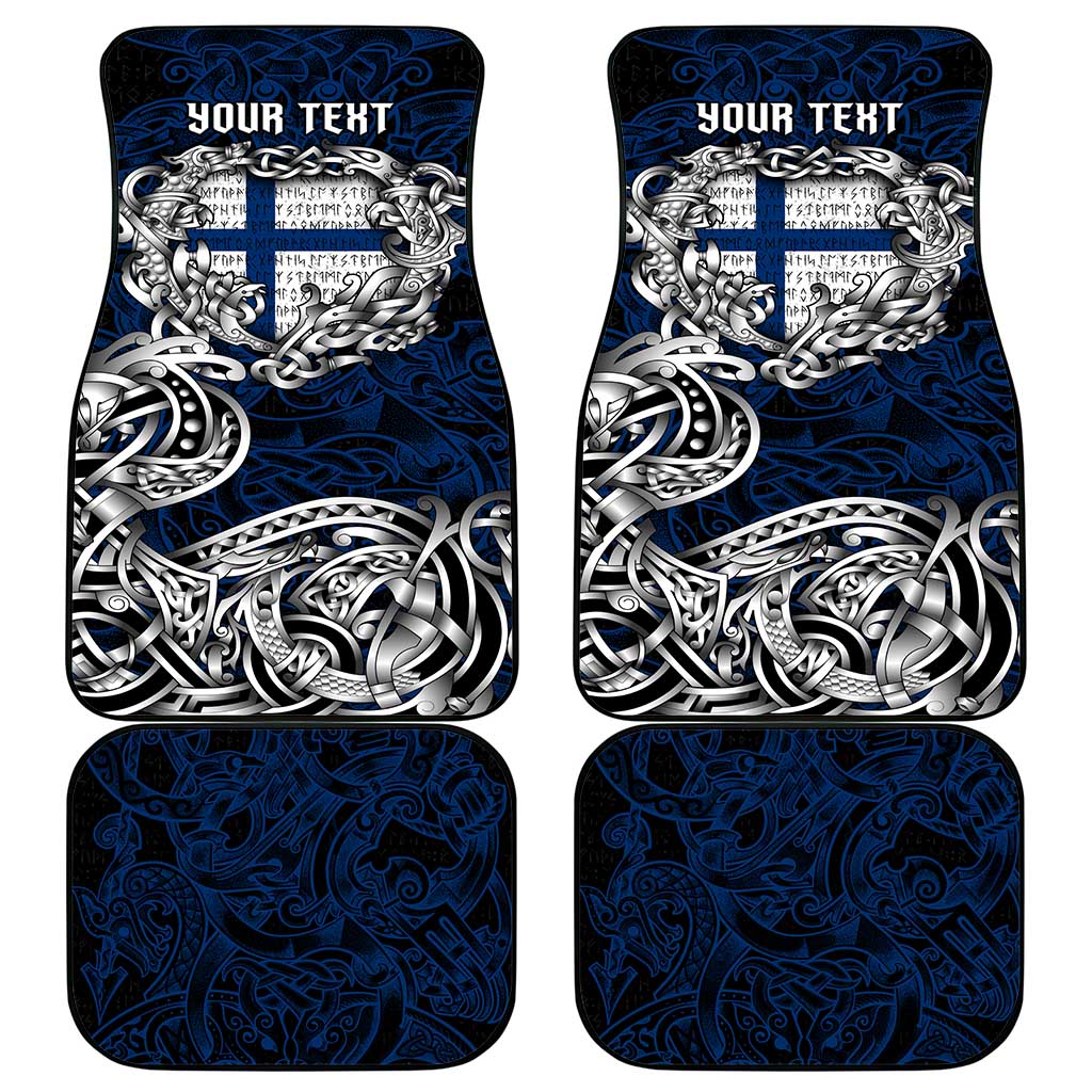 Finland Viking Blood Car Mats Nordic Runes and Shield of Ancestry in Tribal Knotwork