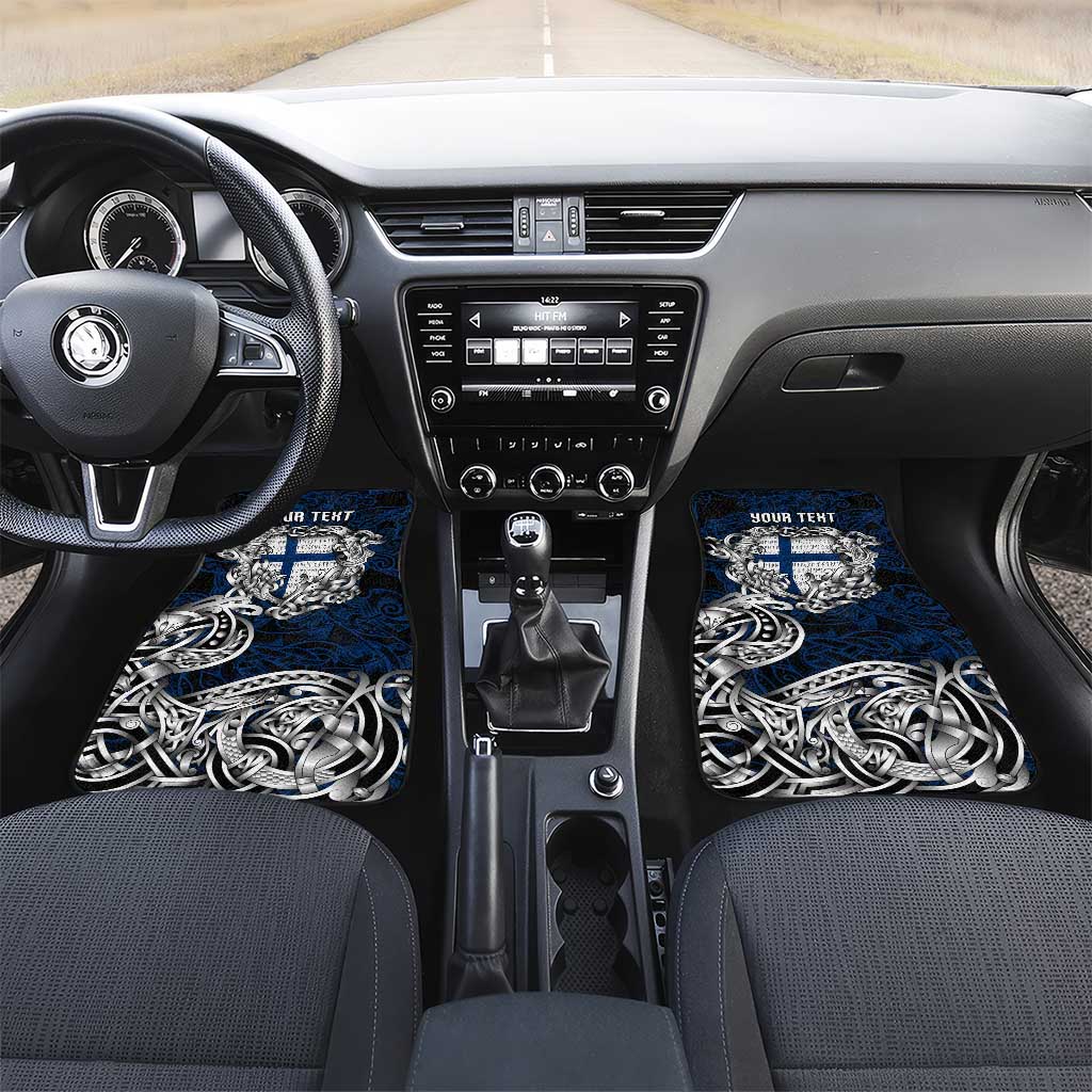 Finland Viking Blood Car Mats Nordic Runes and Shield of Ancestry in Tribal Knotwork