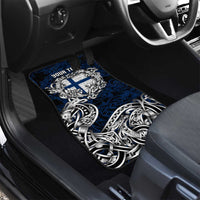 Finland Viking Blood Car Mats Nordic Runes and Shield of Ancestry in Tribal Knotwork