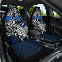 Finland Viking Blood Car Seat Cover Nordic Runes and Shield of Ancestry in Tribal Knotwork