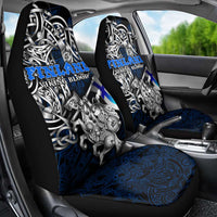 Finland Viking Blood Car Seat Cover Nordic Runes and Shield of Ancestry in Tribal Knotwork