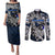 Personalized Finland Viking Blood Couples Matching Puletasi and Long Sleeve Button Shirt Nordic Runes and Shield of Ancestry in Tribal Knotwork