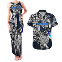 Personalized Finland Viking Blood Couples Matching Tank Maxi Dress and Hawaiian Shirt Nordic Runes and Shield of Ancestry in Tribal Knotwork