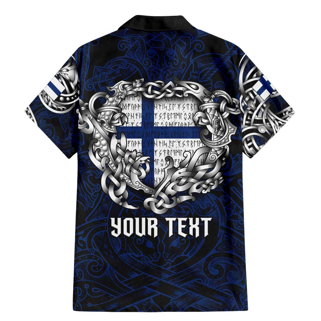 Personalized Finland Viking Blood Family Matching Mermaid Dress and Hawaiian Shirt Nordic Runes and Shield of Ancestry in Tribal Knotwork