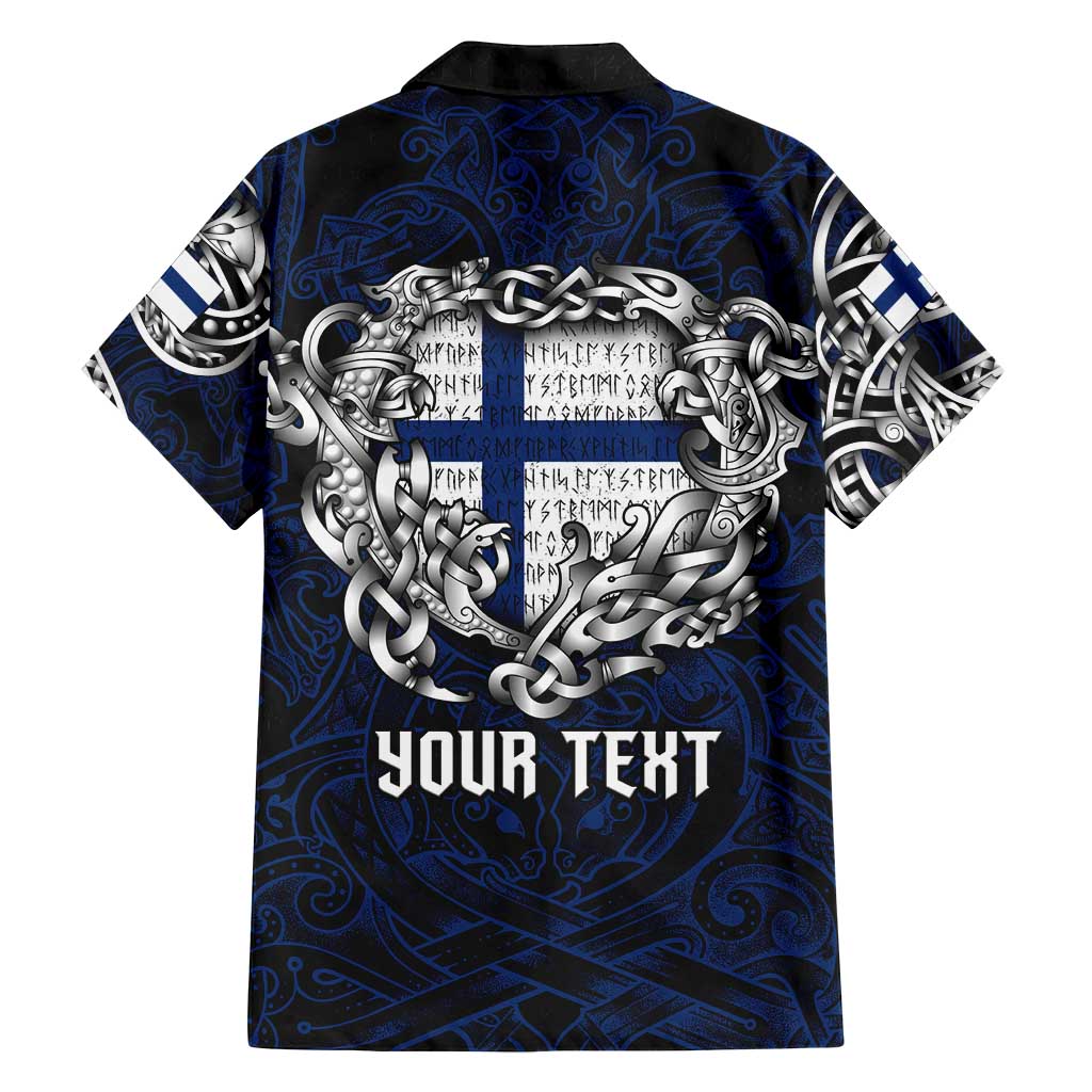 Personalized Finland Viking Blood Family Matching Puletasi and Hawaiian Shirt Nordic Runes and Shield of Ancestry in Tribal Knotwork