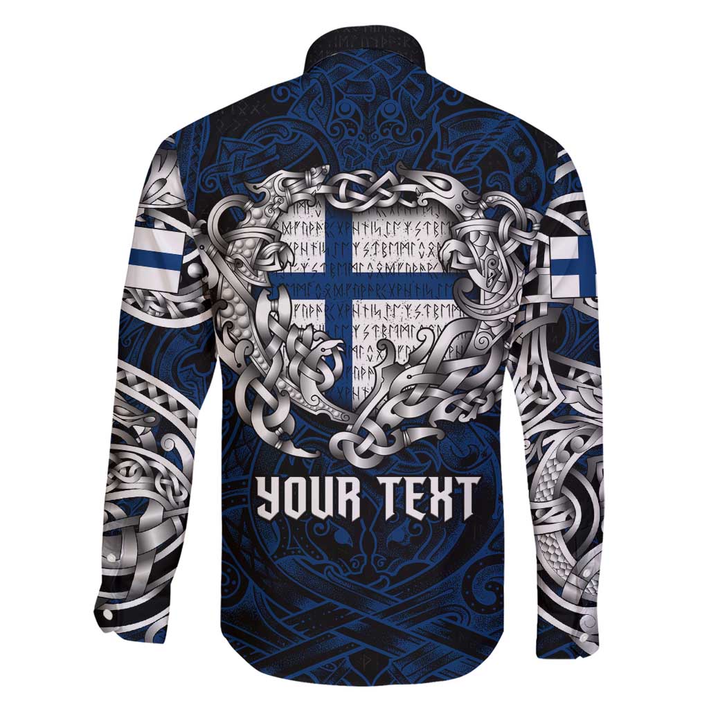 Personalized Finland Viking Blood Family Matching Short Sleeve Bodycon Dress and Hawaiian Shirt Nordic Runes and Shield of Ancestry in Tribal Knotwork