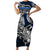 Personalized Finland Viking Blood Family Matching Short Sleeve Bodycon Dress and Hawaiian Shirt Nordic Runes and Shield of Ancestry in Tribal Knotwork