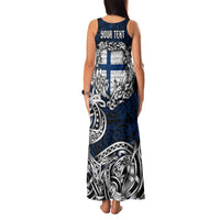 Personalized Finland Viking Blood Family Matching Tank Maxi Dress and Hawaiian Shirt Nordic Runes and Shield of Ancestry in Tribal Knotwork