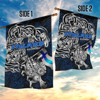 Finland Viking Blood Garden Flag Nordic Runes and Shield of Ancestry in Tribal Knotwork