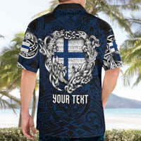 Personalized Finland Viking Blood Hawaiian Shirt Nordic Runes and Shield of Ancestry in Tribal Knotwork