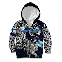 Personalized Finland Viking Blood Kid Hoodie Nordic Runes and Shield of Ancestry in Tribal Knotwork