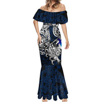 Personalized Finland Viking Blood Mermaid Dress Nordic Runes and Shield of Ancestry in Tribal Knotwork