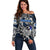 Personalized Finland Viking Blood Off Shoulder Sweater Nordic Runes and Shield of Ancestry in Tribal Knotwork